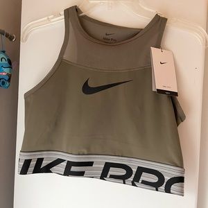 Nike Pro Sports Bra Olive Green and Black